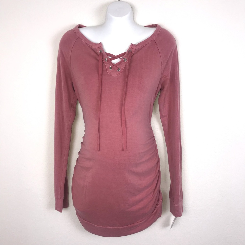 Isabel Maternity Long Sleeve Lace-Up Sweatshirt
